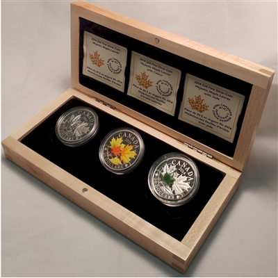 2014 Canada $20 Majestic Maple Leaves Fine Silver 3-Coin Set (worn sleeve)