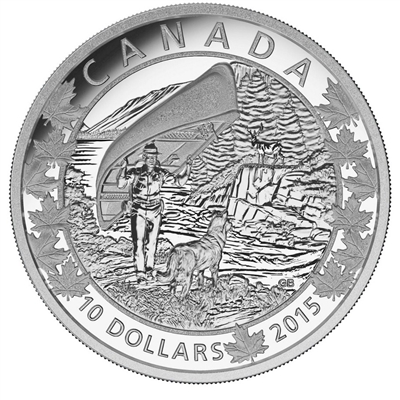 RDC 2015 $10 Canoe Across Canada - Wondrous West (#1) Fine Silver (No Tax) toned