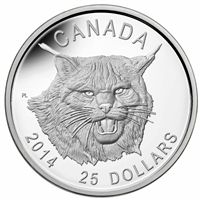 2014 $25 The Fierce Canadian Lynx Silver Ultra High Relief (No Tax)