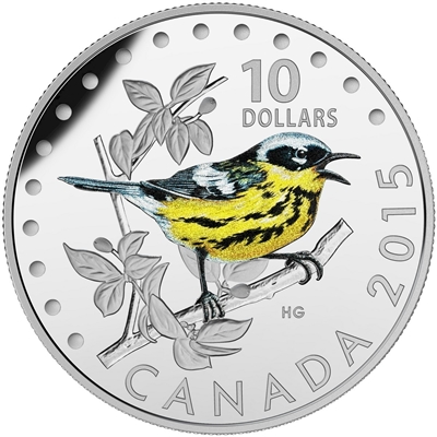 2015 Canada $10 Colourful Songbirds - The Magnolia Warbler (No Tax)