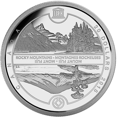 RDC 2015 Canada $20 UNESCO: Mount Fuji & The Canadian Rockies (No Tax) scratched capsule