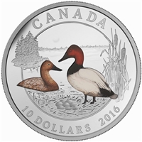 2016 $10 Ducks of Canada - Canvasback Duck Fine Silver Coin (TAX Exempt)