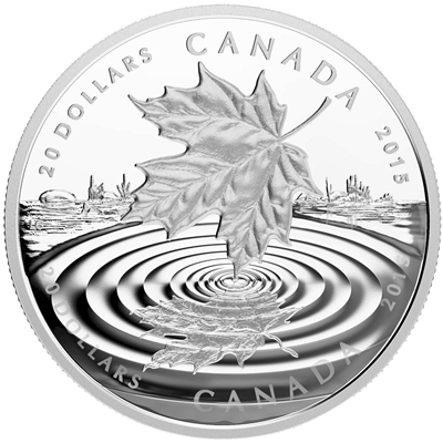 RDC 2015 Canada $20 Maple Leaf Reflection Fine Silver (No Tax) Impaired