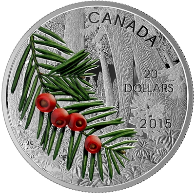 2015 $20 Forests of Canada - Columbian Yew Tree Fine Silver (No Tax)