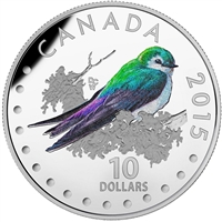 2015 Canada $10 Colourful Songbirds - Violet-Green Swallow (NO Tax)