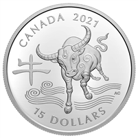 2021 Canada $15 Year of the Ox Fine Silver Coin (TAX Exempt)