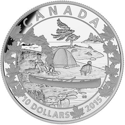 2015 $10 Canoe Across Canada - Serene Scene Fine Silver (No Tax)