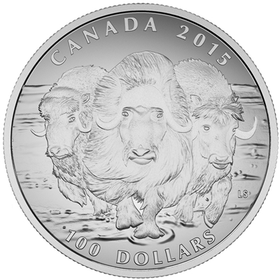 2015 Canada $100 Muskox ($100 for $100) Fine Silver (TAX Exempt)