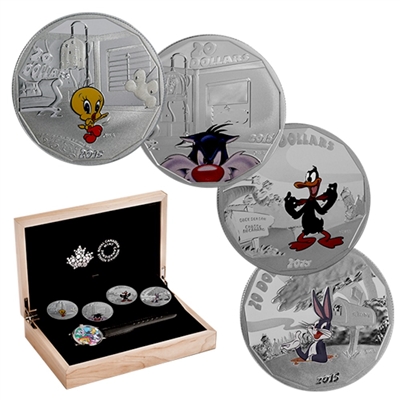 2015 Canada $20 Looney Tunes Classic Scenes 4-coin with Watch (No tax)