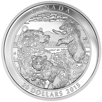 RDC 2015 Canada $20 Grizzly Bear - Family Fine Silver (No Tax) no COA