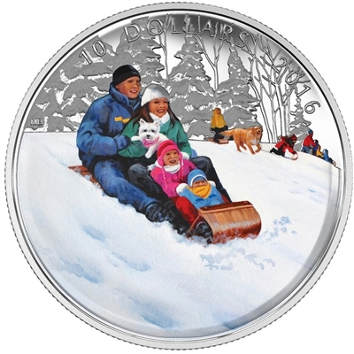 RDC 2016 Canada $10 Winter Fun Fine Silver Coin (No Tax) Impaired