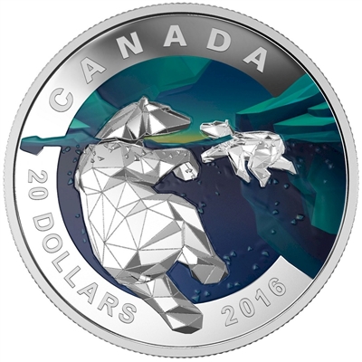 2016 Canada $20 Geometry In Art - The Polar Bear Fine Silver (No Tax)