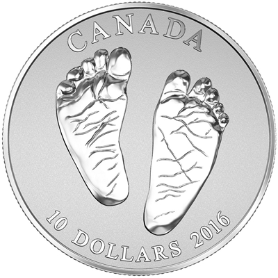 RDC 2016 Canada $10 Welcome to the World - Baby Feet Fine Silver (No Tax) worn box