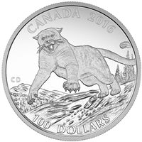 2016 Canada $100 Cougar Fine Silver ($100 for $100) No Tax