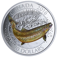 2016 $20 Canadian Salmonids - Atlantic Salmon Fine Silver (No Tax)