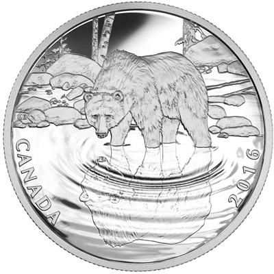 RDC 2016 Canada $10 Reflections of Wildlife - Grizzly Bear Silver (No Tax) Sleeve