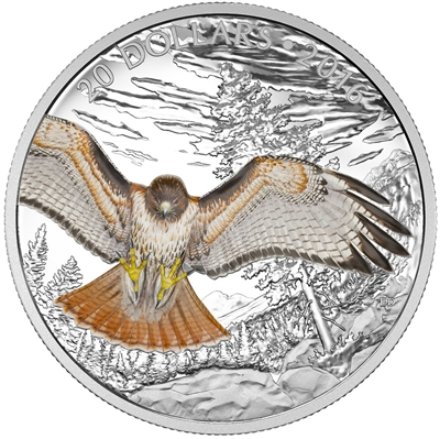 2016 Canada $20 Majestic Animals - Regal Red Tailed Hawk (TAX Exempt)