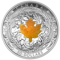 2016 Canada $20 Majestic Maple Leaves with Drusy Stone Silver Coin
