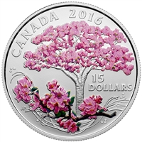2016 Canada $15 Cherry Blossoms Fine Silver Coin (TAX Exempt)