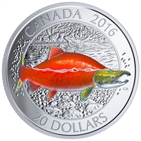 2016 $20 Canadian Samonids - Sockeye Salmon (#3) Fine Silver (No Tax)
