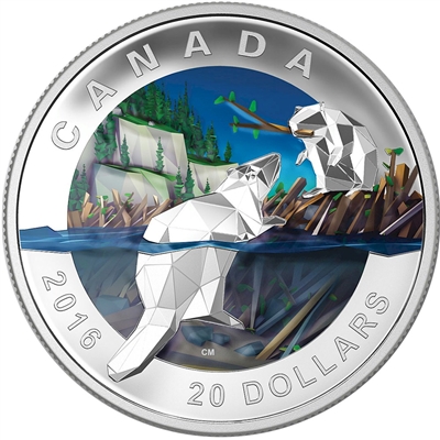 2016 Canada $20 Geometry In Art - The Beaver Fine Silver (No Tax)