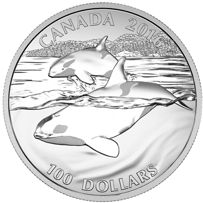 2016 Canada $100 Orca ($100 for $100) Fine Silver (TAX Exempt)