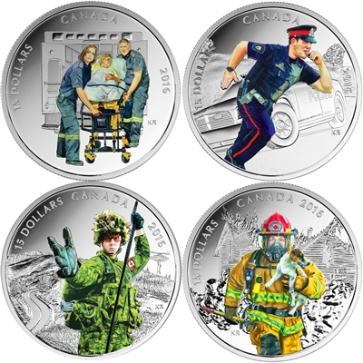 2016 Canada $15 National Heroes 4-coin Set & Deluxe Box (No Tax)
