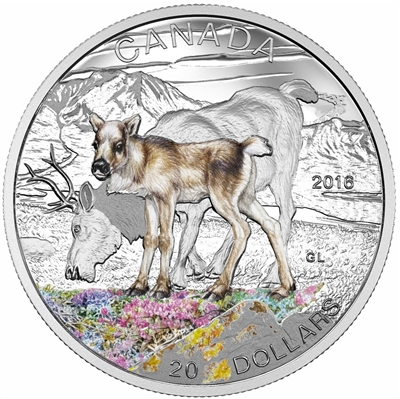 RDC 2016 Canada $20 Baby Animals - Caribou Fine Silver (No Tax) impaired