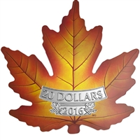 2016 $20 Canada's Colourful Maple Leaf Shaped Fine Silver (No Tax)