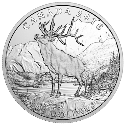2016 Canada $100 Noble Elk ($100 for $100) Fine Silver (TAX Exempt)