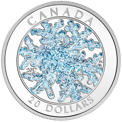 2017 Canada $20 Snowflake Coloured Silver Coin (No Tax)