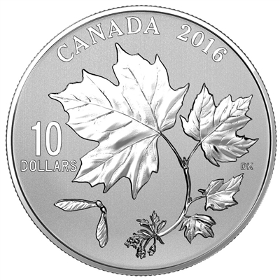 RDC 2016 Canada $10 Maple Leaves Fine Silver (No Tax) worn sleeve