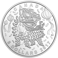 RDC 2017 Canada $8 Lion Dance Fine Silver Coin (No Tax) toned