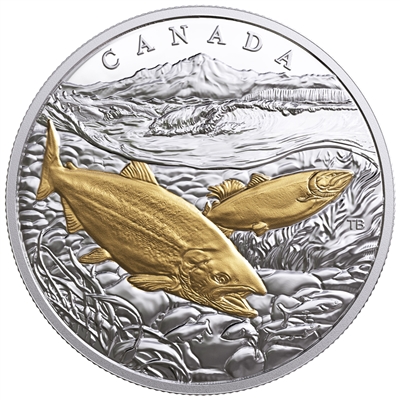 2017 Canada $20 From Sea to Sea - Pacific Salmon Gold-Plated Silver (No Tax)