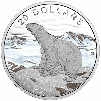 RDC 2017 Canada $20 Glistening North - Polar Bear Fine Silver (No Tax) Impaired