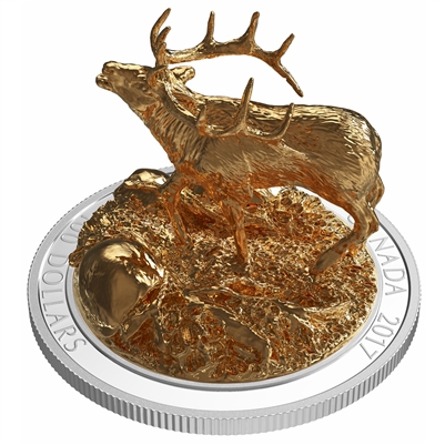 2017 $100 Sculpture of Majestic Canadian Animals - Elk Silver (No Tax)