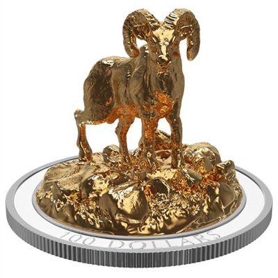 2017 $100 Sculpture of Majestic Canadian Animals - Bighorn Sheep (No Tax)