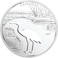 2017 Canada $30 Endangered Animal Cutout - Whooping Crane Fine Silver (No Tax)