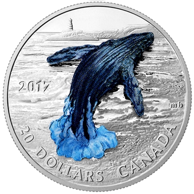 2017 Canada $20 Three-Dimensional Breaching Whale Fine Silver (No Tax)