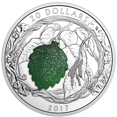 2017 Canada $20 Brilliant Birch Leaves with Drusy Stone
