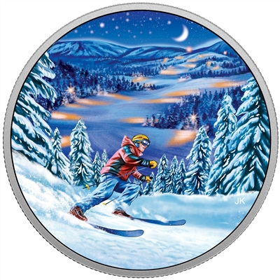 2017 $15 Great Canadian Outdoors - Night Skiing Fine Silver (No Tax)