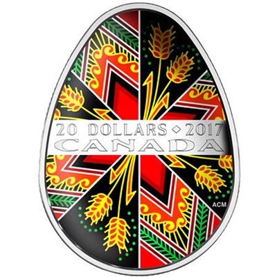 2017 Canada $20 Traditional Pysanka (Egg) Fine Silver (No Tax)