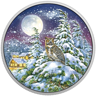 2017 Canada $30 Animals in the Moonlight - Great Horned Owl Silver (No Tax)