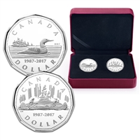 2017 Canada $1 30th Anniversary of the Loonie Fine Silver 2-coin Set (No Tax)