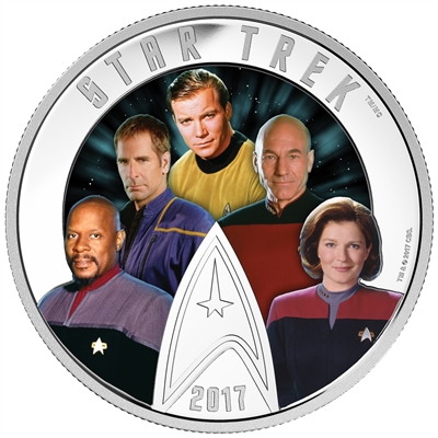 2017 Canada $30 Star Trek - Five Captains Fine Silver (No Tax)