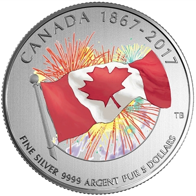 RDC 2017 Canada $5 Proudly Canadian Glow-in-the-Dark Fine Silver (No Tax) - Impaired