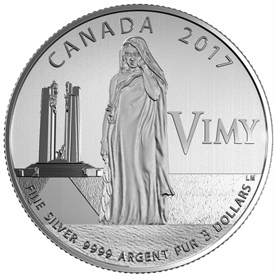 2017 Canada $3 100th Anniversary of the Battle of Vimy Ridge Fine Silver (No Tax)