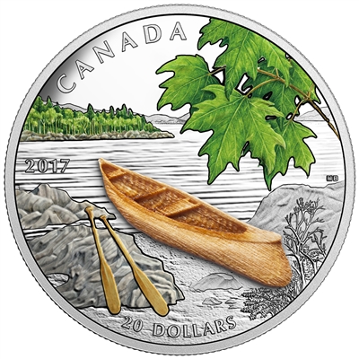 RDC 2017 Canada $20 Canoe to Tranquil Times Fine Silver (No Tax) Toned