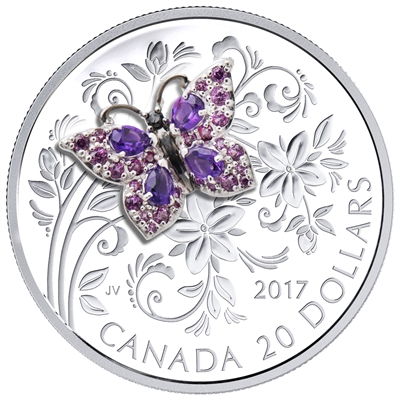 2017 Canada $20 Bejeweled Bugs - Butterfly Fine Silver Coin
