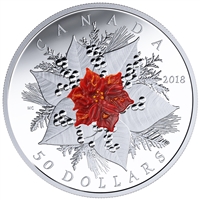 2018 Canada $50 Holiday Splendour 5oz. Fine Silver with Murano Glass